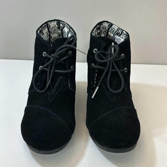 Toms Black Suede Desert Wedge Booties Size 9.5 - Picture 7 of 16